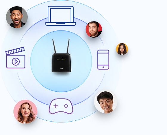 DWR-960 connected to multiple devices.