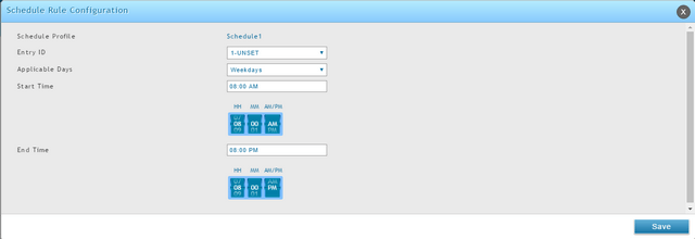 DWC-1000 Configure a schedule rule for radio settings